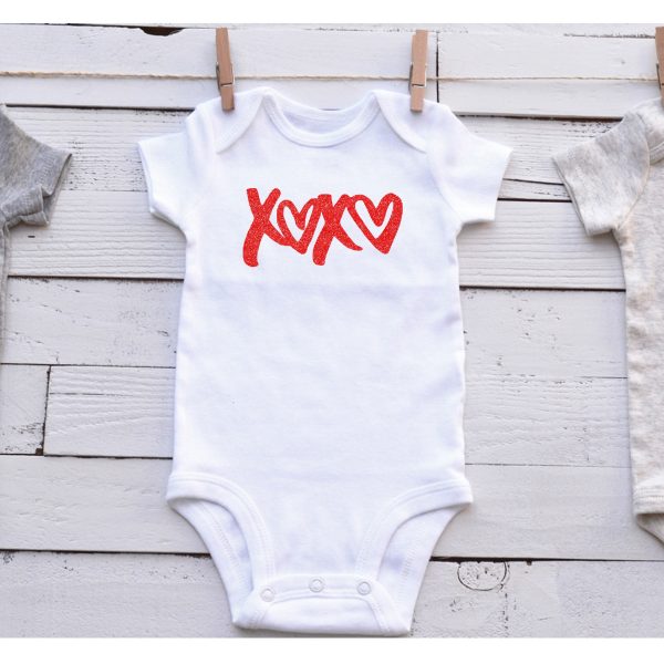 xoxo onesie red glitter